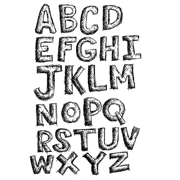 Hand Drawn Alphabet Handwriting Lettering Calligraphy Font Icon Sign Symbol — ストックベクタ