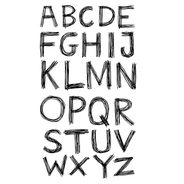 Hand Drawn Alphabet Handwriting Lettering Calligraphy Font Icon Sign Symbol — Stock vektor