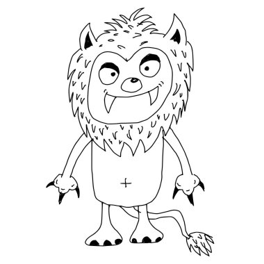 Hand drawn Monster cute cartoon doodle sign design