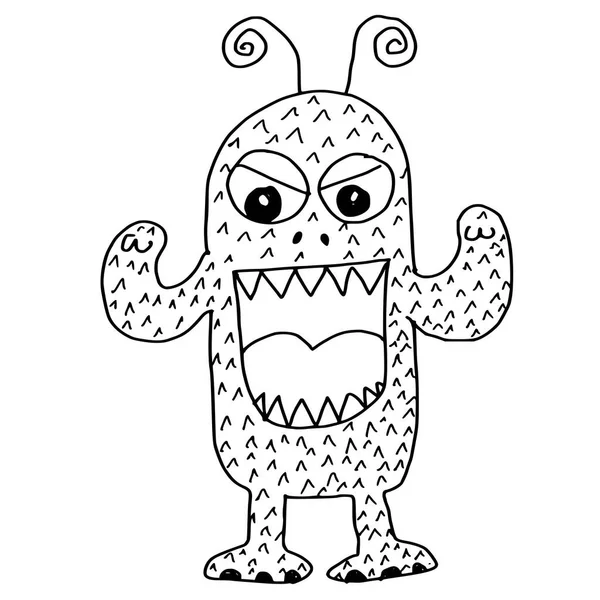 Hand Drawn Monster Cute Cartoon Doodle Sign Design — Stok Vektör