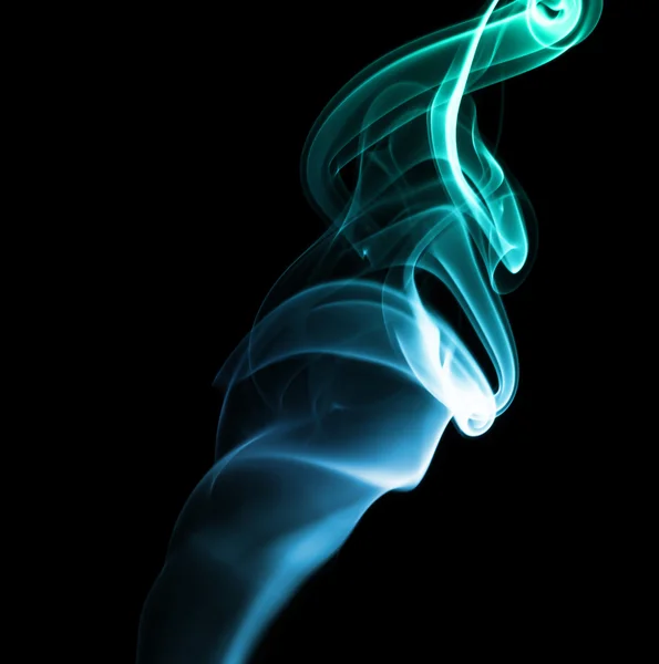 Blue Green Abstract Smoke on Black Background — Stock Photo, Image