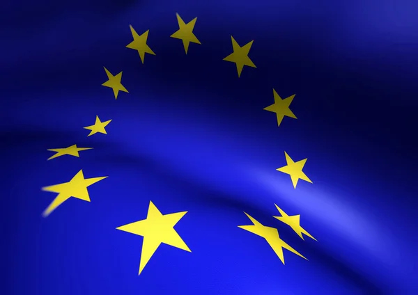 Europese Unie EU-vlag zwaaien 3d Close up Illustratie — Stockfoto