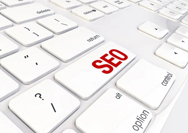 seo kelime beyaz parlak klavyede yazılmış
