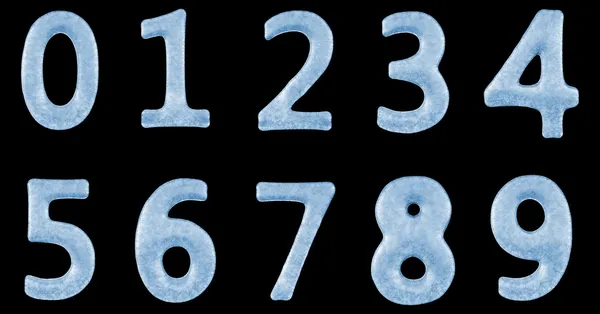 buz üstünde siyah izole tipografi numaraları 0-9