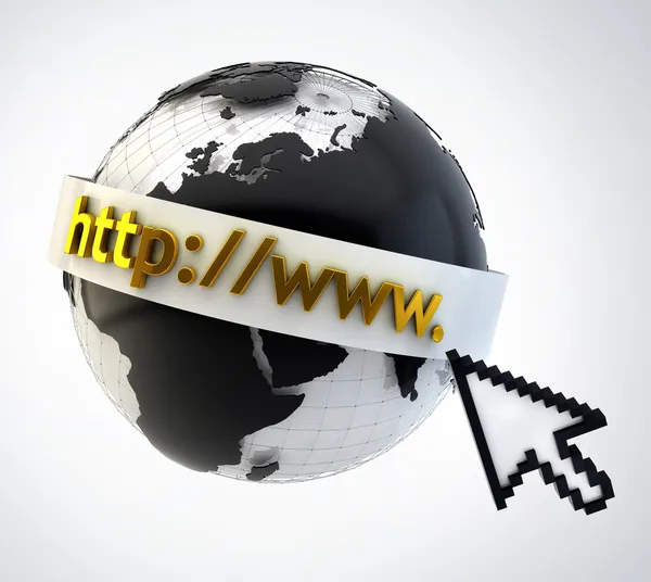 Internet koncepció illusztráció - Globe Coverered Domain bár La — Stock Fotó