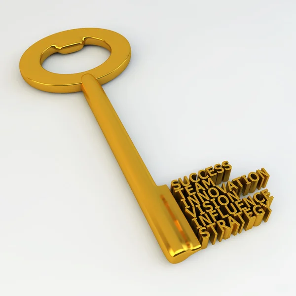 Success Team Innovation Vision Influence Strategy Golden Key Ill — Stock Photo, Image