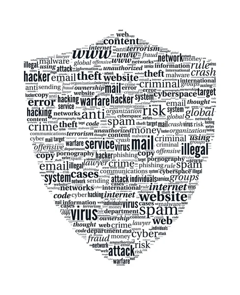 Hacker schild vector word cloud - internet veiligheidsconcept — Stockvector