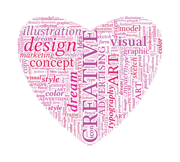 Conception créative amour en forme de vecteur typographique Word Cloud — Image vectorielle