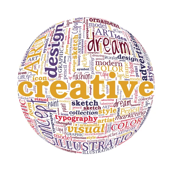 Creative Design Concetto Spherized Typographic Word Cloud — Vettoriale Stock