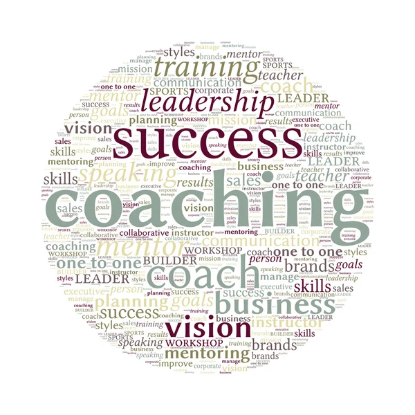 Coaching koncept vektor word cloud på vit bakgrund — Stock vektor