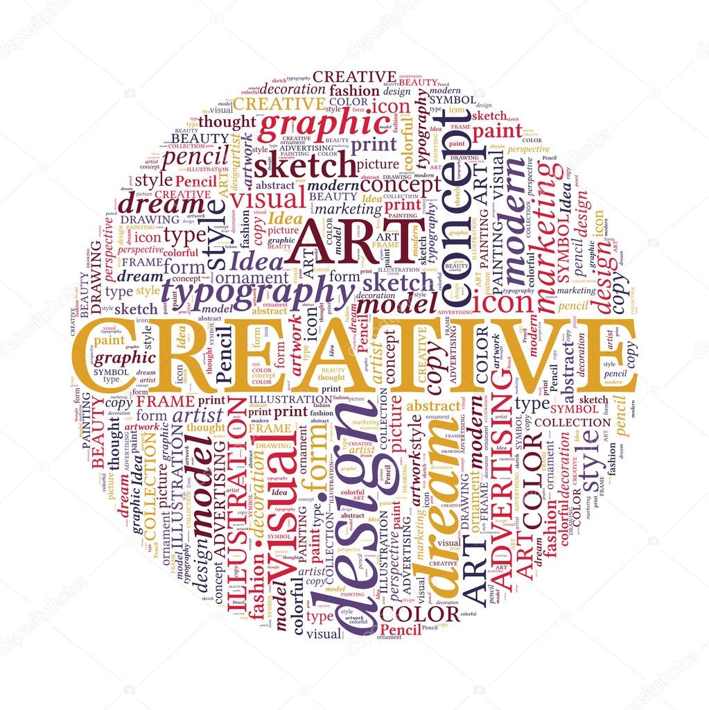 Creative Design Concept - Colorful Word Cloud in Circle