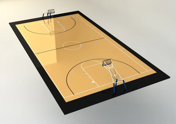 Ilustración 3d de cancha de baloncesto — Foto de Stock