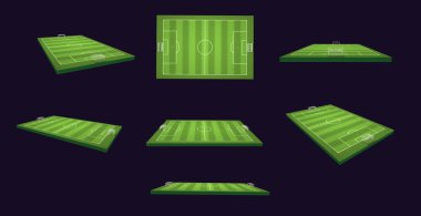 Futbol alan 3d çizimi farklı görünümler ve açıları ayarlar