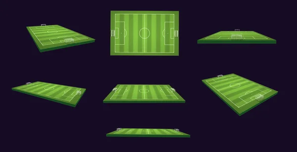 Futbol alan 3d çizimi farklı görünümler ve açıları ayarlar