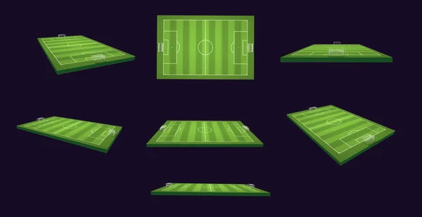 足球场 3d 图上不同的意见和角度设置 — 图库照片