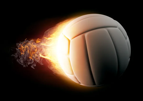 Pallavolo in Fuoco su sfondo nero — Foto Stock