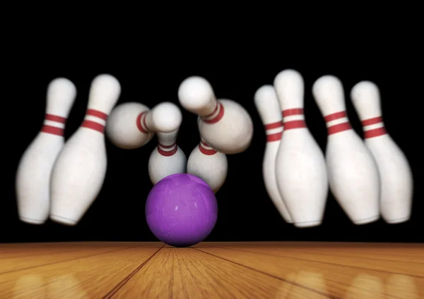 Resimde bowling pin ve topu grev — Stok fotoğraf