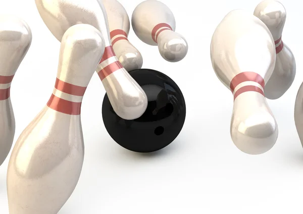 Pin bowling és a labda - Strike illusztráció — Stock Fotó
