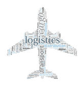 Картина, постер, плакат, фотообои "plane shaped logistics and transport concept in word cloud", артикул 46738055