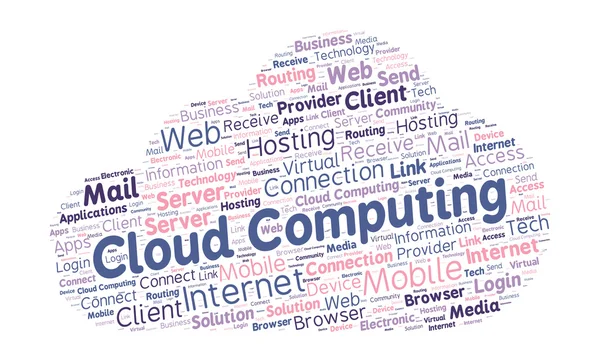 Cloud Shaped Word Cloud - Cloud Computing Concept — Stock Vector