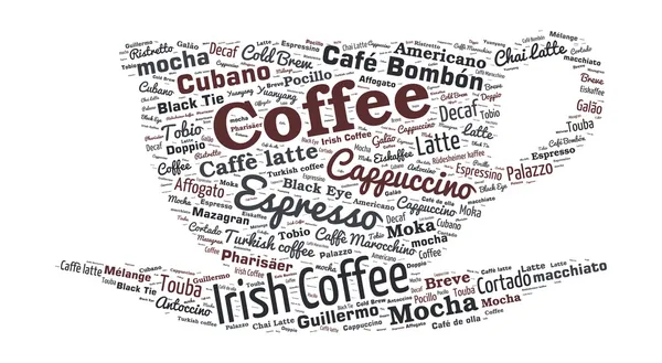 Nube de palabra en forma de café — Vector de stock