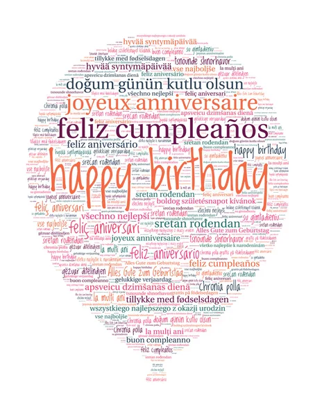 Balloon Shaped Happy Birthday Concept in Word Cloud — Stock Vector