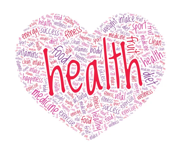Concepto de Vida Saludable - Nube de palabras en forma de corazón — Vector de stock