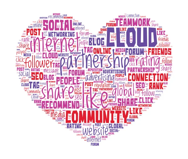 Love Internet Concept - Nube de palabras en forma de corazón — Archivo Imágenes Vectoriales