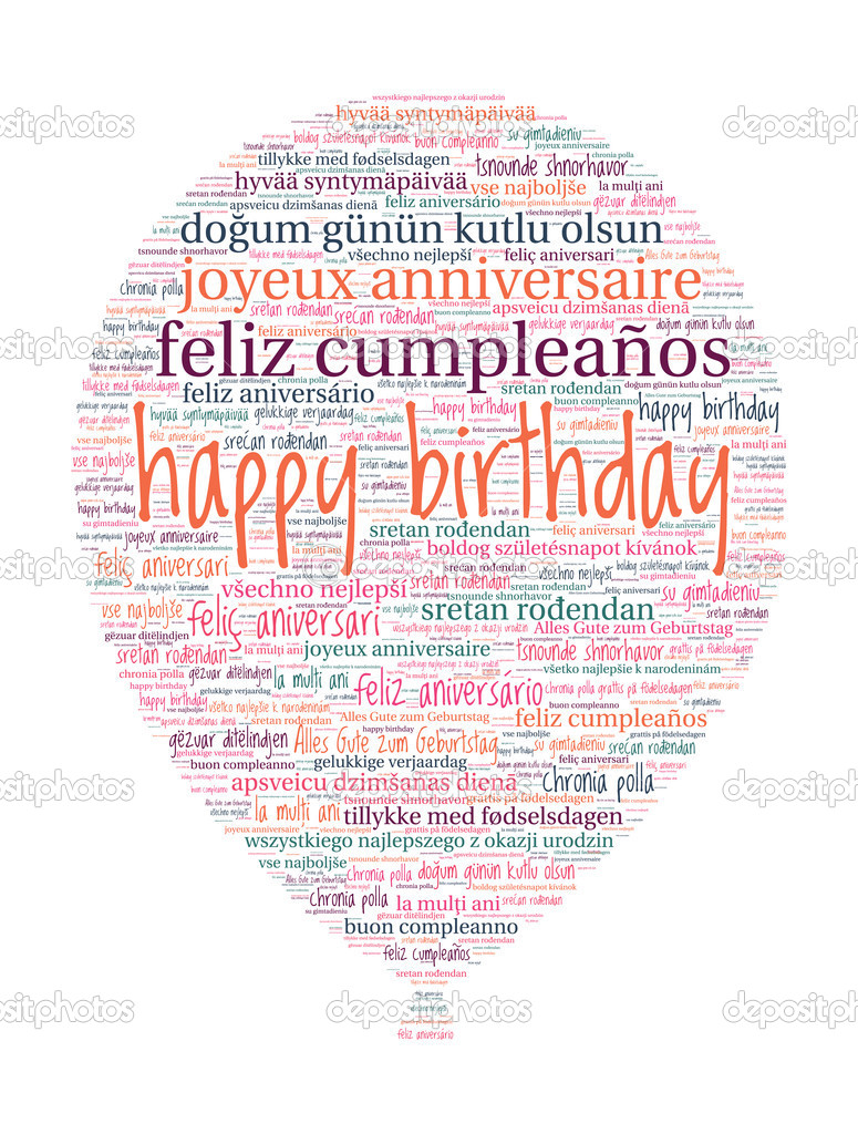 Balloon Shaped Happy Birthday Concept in Word Cloud