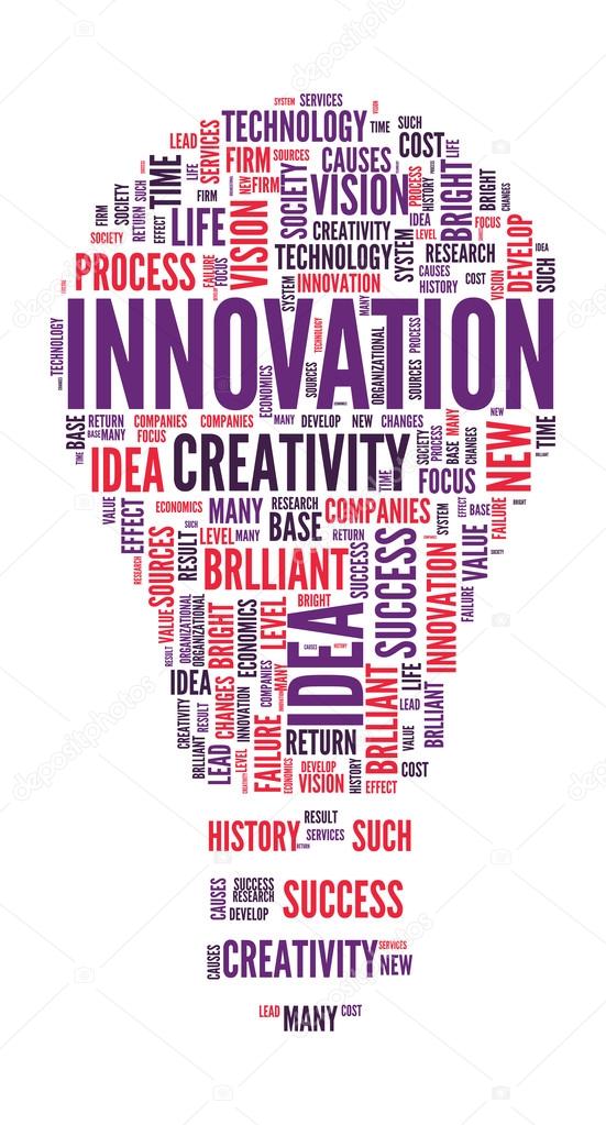 Innovation Concept Bulb shaped word cloud
