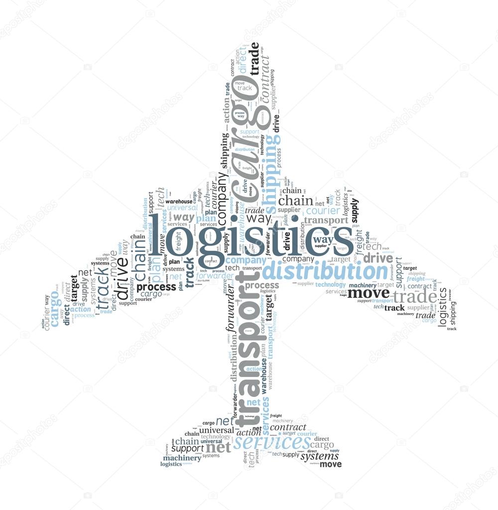 Plane Shaped Logistics and Transport Concept in Word Cloud