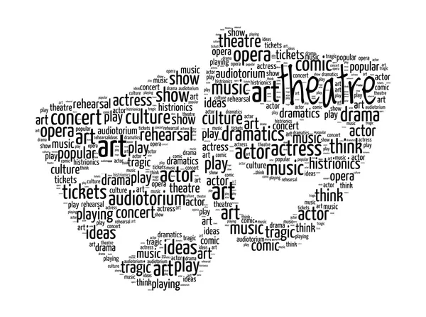 Teater Konsep Komedi dan Drama Masker Word Cloud - Stok Vektor