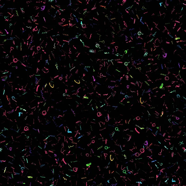 Seamless Confetti Textura Isolada Sobre Fundo Preto — Fotografia de Stock