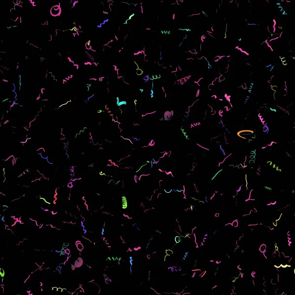 Sömlös Confetti Textur Isolerad Svart Bakgrund — Stockfoto