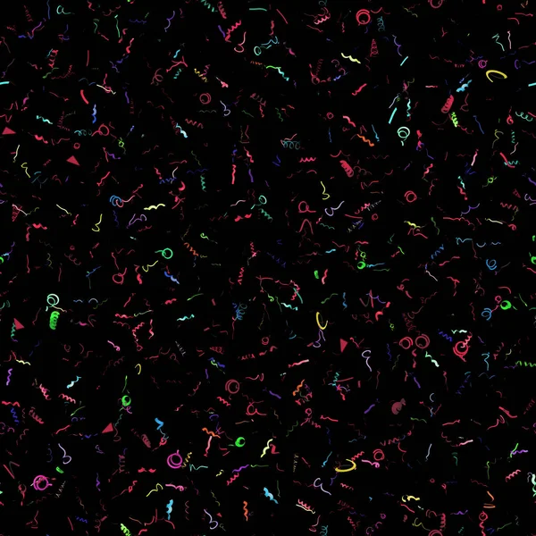 Sömlös Confetti Textur Isolerad Svart Bakgrund — Stockfoto
