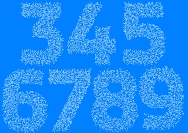 Bubble Numbers Izolowane Niebieskim Tle — Zdjęcie stockowe