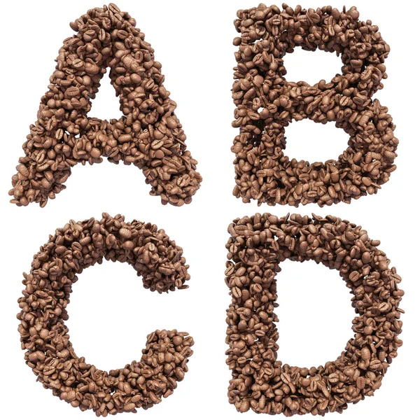 Set Coffee Beans Letters Numbers Punctuation Marks Isolated White Background — ストック写真