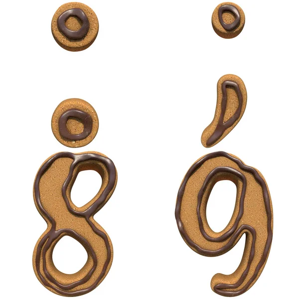 Set Cookie Biscuit Alphabet Numbers Punctuation Marks Renders Isolated White — Stock Photo, Image