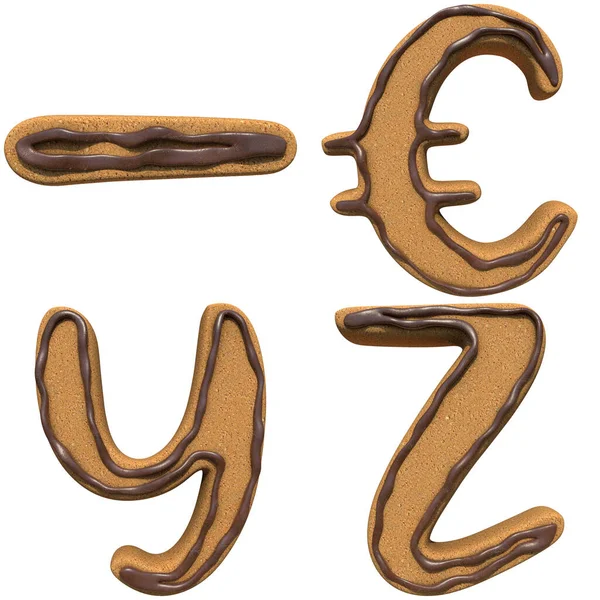 Set Cookie Biscuit Alfabet Cijfers Leestekens Renders Geïsoleerd Witte Achtergrond — Stockfoto