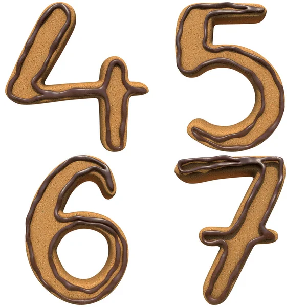 Set Cookie Biscuit Alphabet Numbers Punctuation Marks Renders Isolated White — Stock Photo, Image