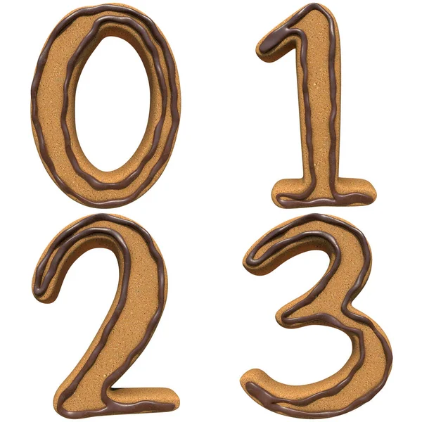 Set Cookie Biscuit Alphabet Numbers Punctuation Marks Renders Isolated White — Stock Photo, Image