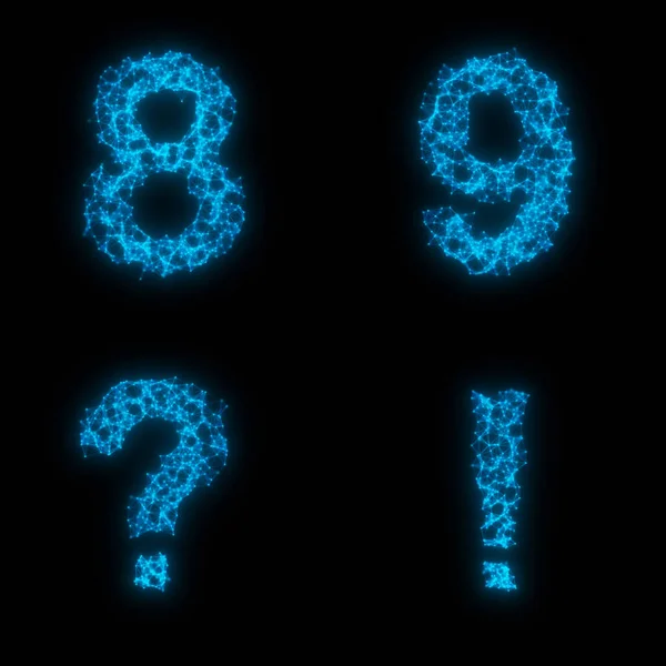 Set of Plexus Network Style Numbers on Black Background