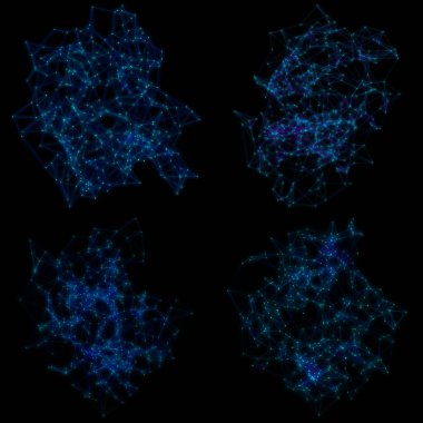 Siyah Arkaplanda Plexus Ağ Biçimli Geleceğe dönük Yapılandırmalar