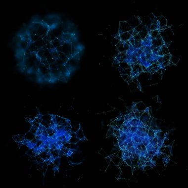 Siyah Arkaplanda Plexus Ağ Biçimli Geleceğe dönük Yapılandırmalar