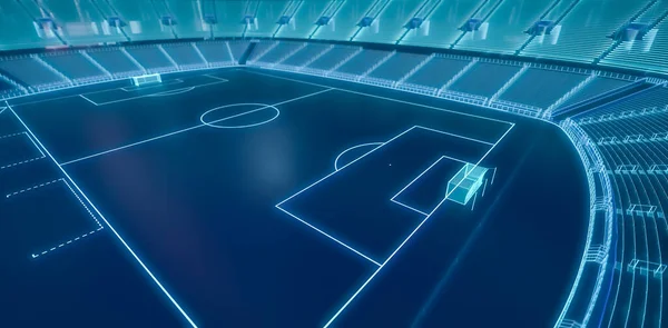 3D Rendering of Futuristic Neon Style Soccer Stadium