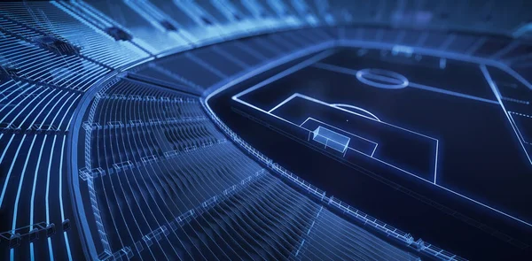 3D Rendering of Futuristic Neon Style Soccer Stadium