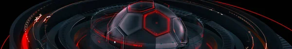 Panoramic Rendering Futuristic Neon Style Soccer Ball — Fotografia de Stock