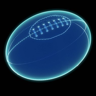 Siyah Arkaplan Üzerine Amerikan Futbol Topunun 3B Çizimi