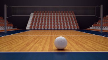 3D Render of Volleyball Court-Field with Volleyball clipart