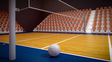 3D Render of Volleyball Court-Field with Volleyball clipart
